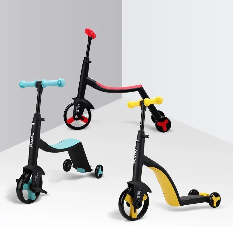3 em 1 kickboard + triciclo + equilíbrio bicicleta criança passeio em brinquedo crianças kick scooter menino menina scooter ajustável criança presente de aniversário