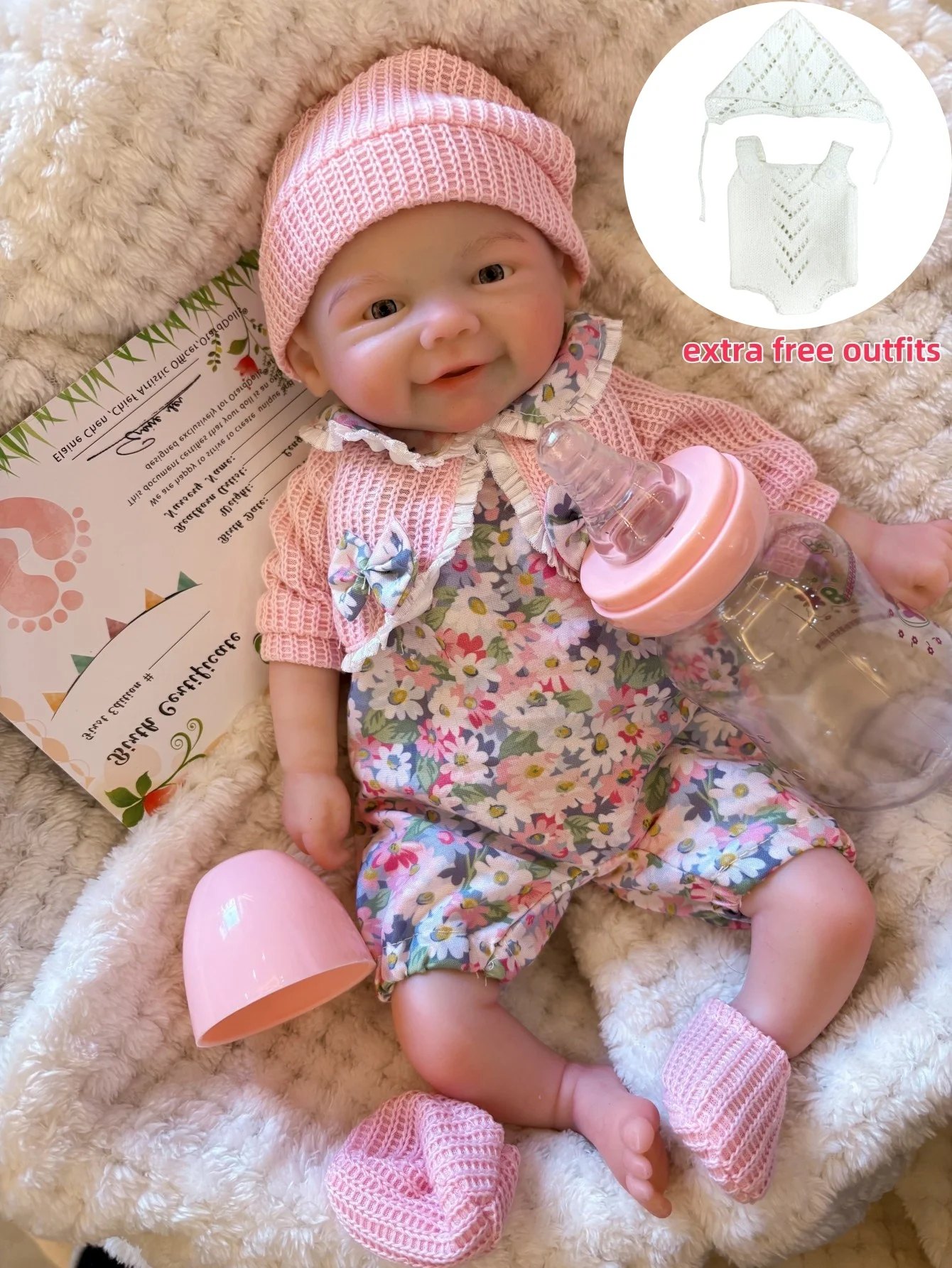 ตุ๊กตา AnjoDoll ชุด 2 ชุด/ตุ๊กตาซิลิโคนนุ่มแบบเปิดปากได้ ขนาด 13 นิ้ว ตุ๊กตาเด็กผู้หญิง Vivienne ตุ๊กตา Reborn ทาสี ตุ๊กตา Bebe ของเล่นตุ๊กตา Reborn ทำจากซิลิโคน