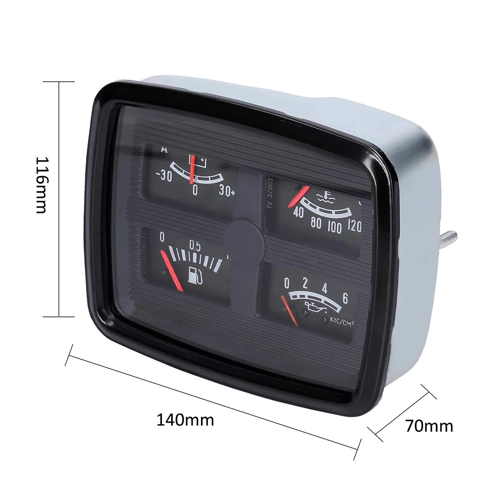 4 في 1 مجموعة أدوات السيارة 12 فولت أسود ABS + مقياس الوقود المعدني مقياس ضغط الزيت مقياس درجة حرارة الماء مقياس التيار الكهربائي 140*116*