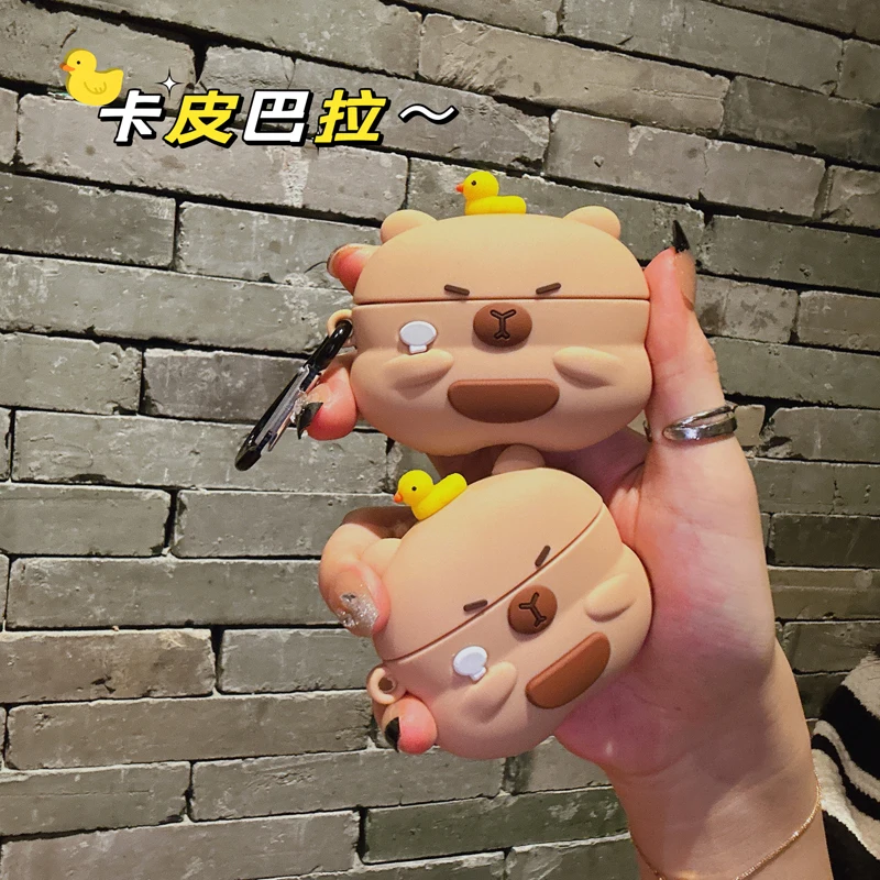 귀여운 카피바라 러블리 케이스, 애플 에어팟 2, 3 세대용 커버, 에어팟 프로 2 세대, 에어팟 3 세대 보호 쉘