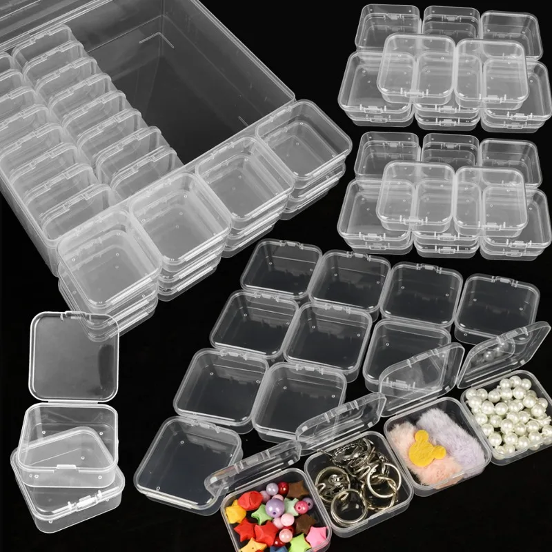 Craft Box for DIY Nail Art Transparent Jewelry Bead Storage Boxes with Multi-Compartment Organizer Dustproof Stackable Design