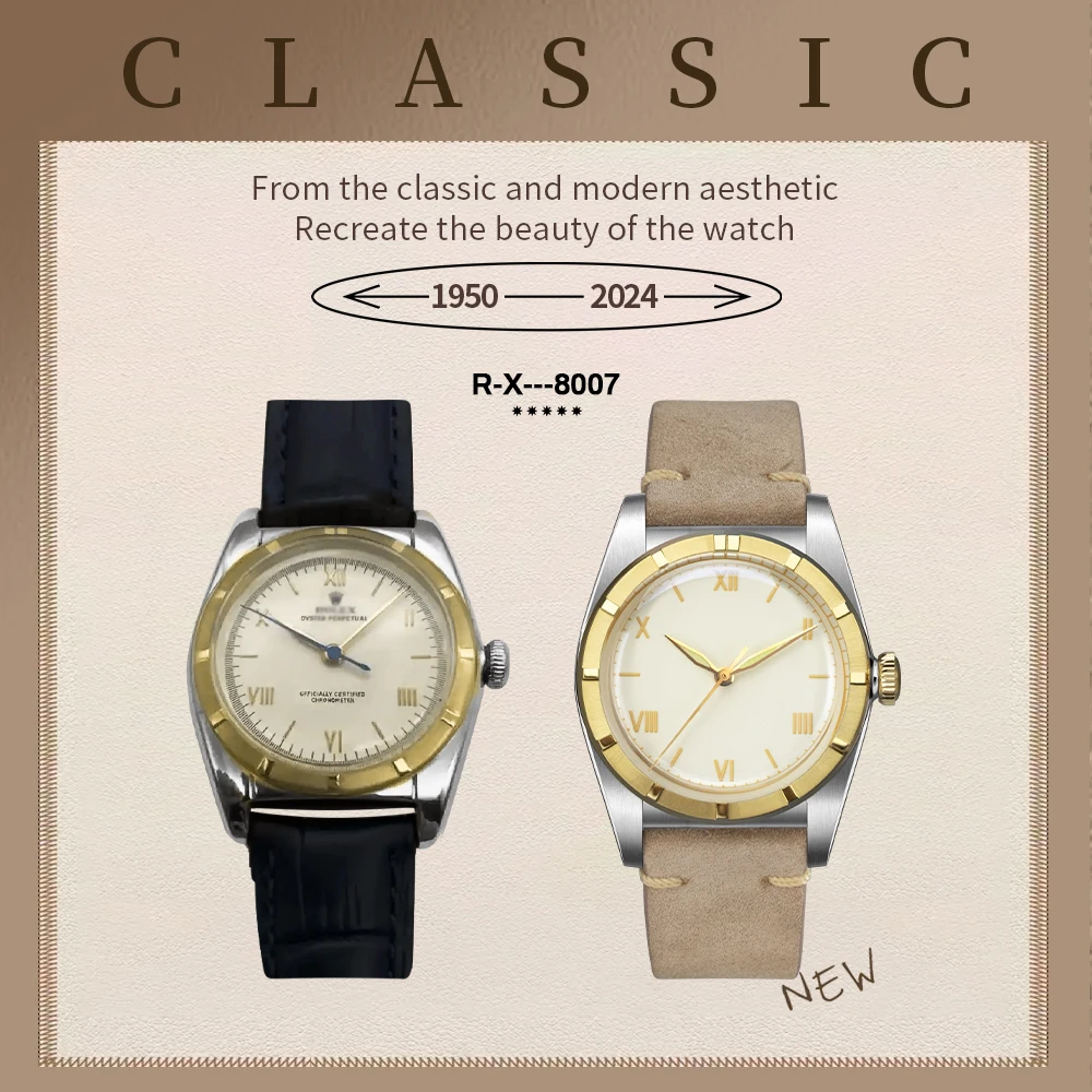 Ironwatch Watches For Automatic Mechanical movement SW200 Crystal Bubble Back C3 Luminous 36mm Couple Simple Antique Watch Men