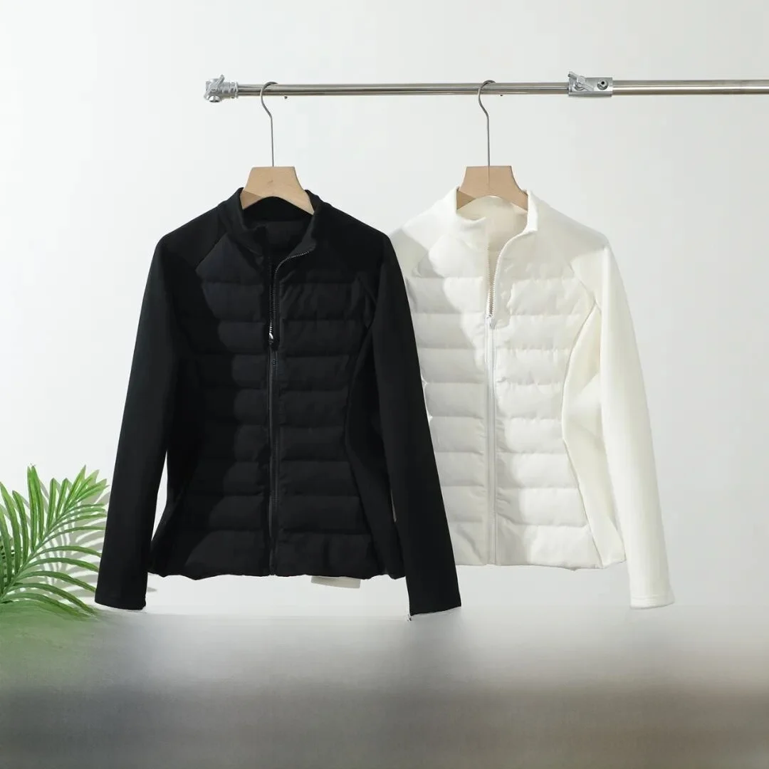 

Women's Outdoor 90 Du down Jaet Lightweight Patchwork Close-Fitting Warmth Skiing Sle Long Sve Zipper Closure Coat