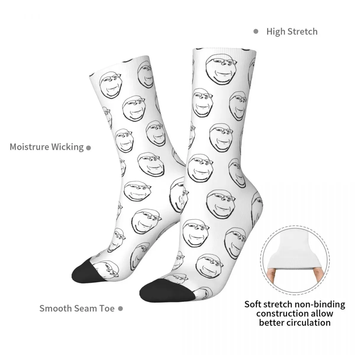 Smiling Wholesome Wojak Soyjak Socks Harajuku Super Soft Stockings All Season Long Socks Accessories for Man's Woman's Gifts