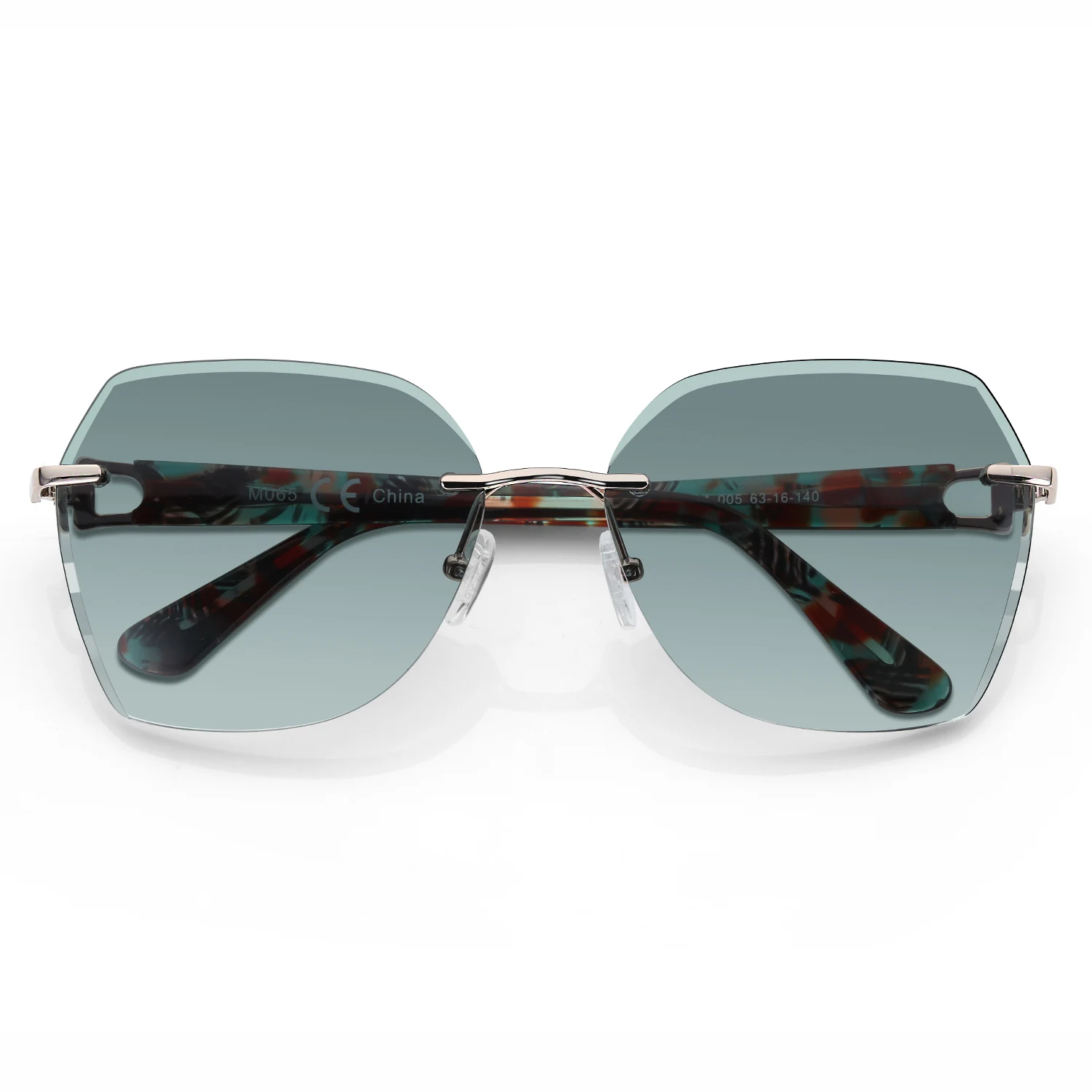 ZENOTTIC Modische Damen-Sonnenbrille ohne Rand, trendige geometrische Diamantschliff-Verlaufsgläser, UV-Schutz – Detail 25