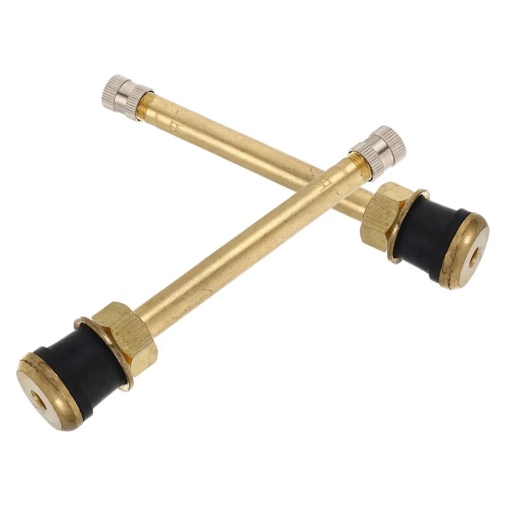 

2pcs Tire Valve Stems Copper Tubeless for Trucks Buses Cars Heavy Duty Commercial Straight Brass Valve Core Fittings