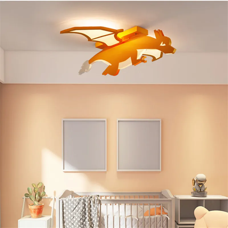 LED Creative Lamp Remote Control Dimmable for Kids Room Kindergarten Cartoon Children's Dinosaur Ceiling Light