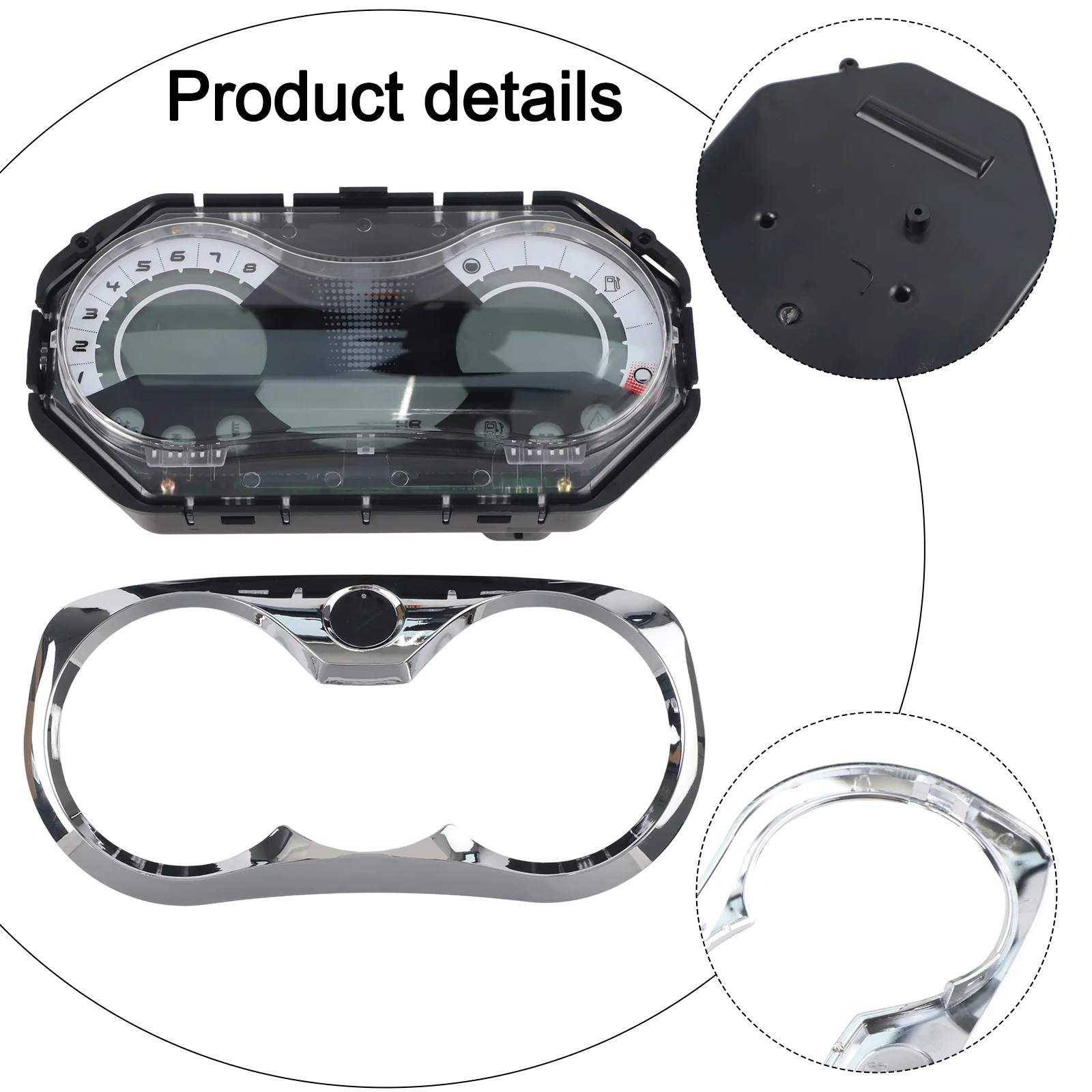 

Chrome Bezel For Speedometer Aftermarket Replacement Enhanced Readability In Sunlight During Recreational Riding