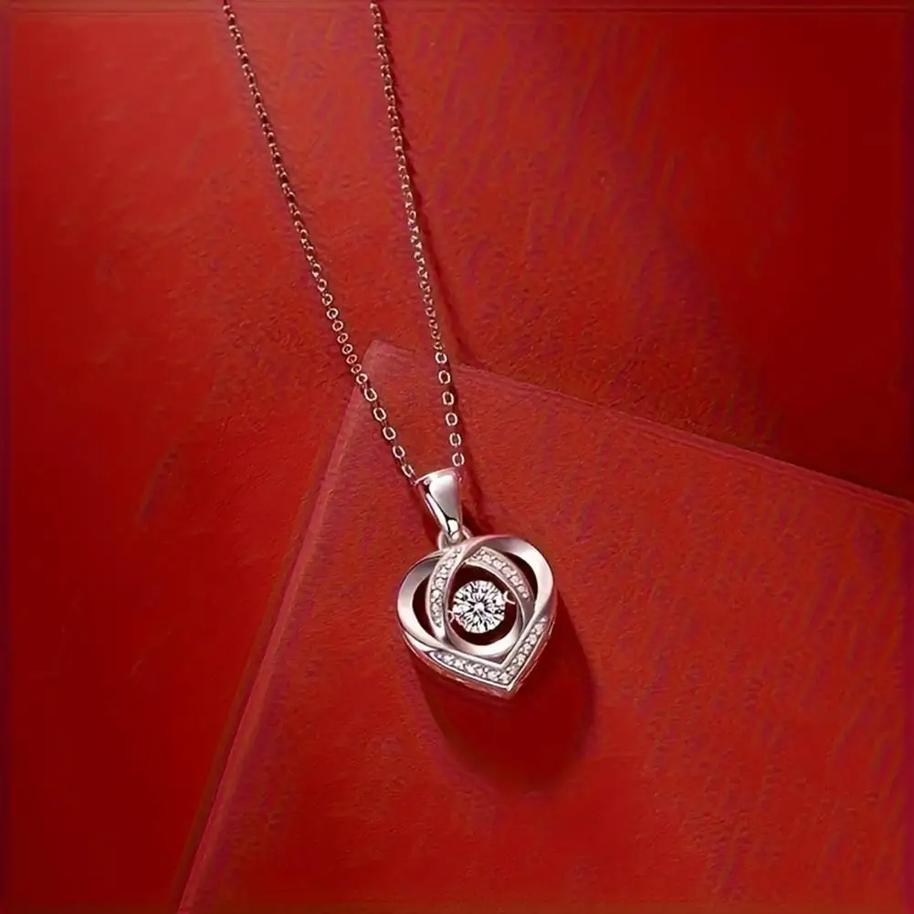 40cm Heart Necklace For Women Moissanite Necklace Silver Rhinestone Heart Pendant Choker Anniversary Jewelry Gift For Her Wife