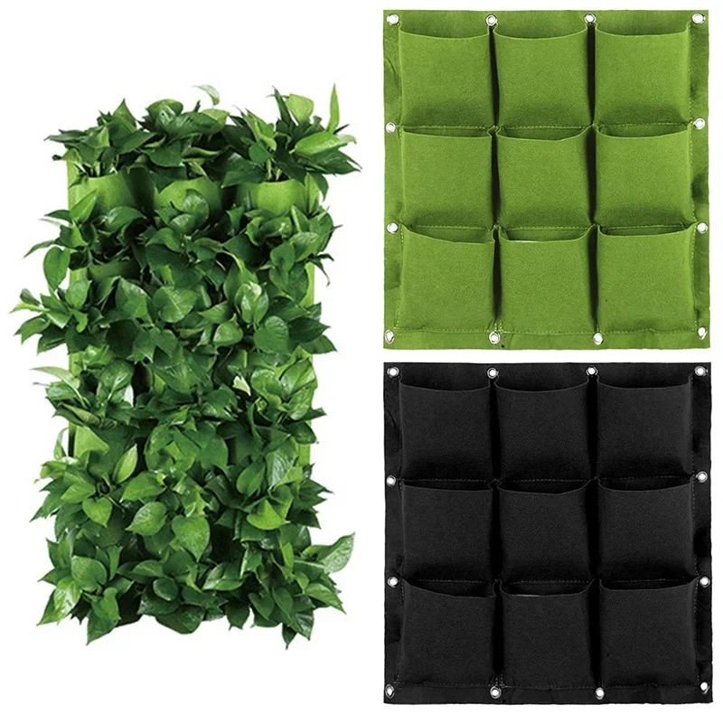 

Pockets Wall Hanging Planting Pot Green black Plant Grow Planter Vertical Garden Bag Supplies Bags Garden Tool