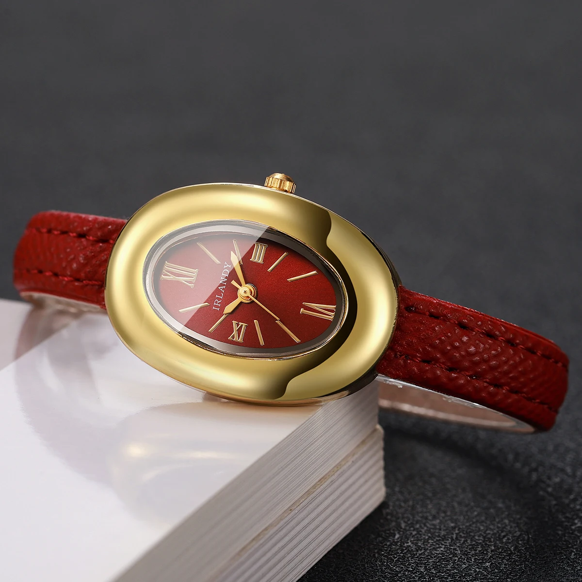 Elegant Ultra-thin Leather Strap Women Quartz Watch Fashion Oval Dial Ladies Watches Relogio Feminino Clock Gift（Without Box） - view 5