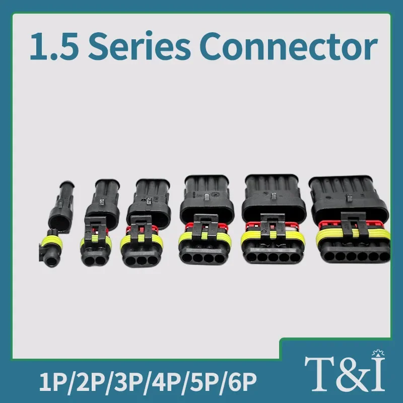 

20/50/100Sets AMP 1.5 Series Connector Electrical Waterproof Male Female 1/2/3/4/5/6P Plug Automobile Socket DJ7041-1.5-11/21