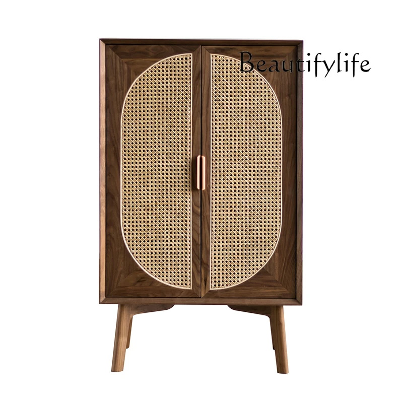 

Nordic solid wood rattan entrance cabinet simple modern living room storage cabinet locker household furniture