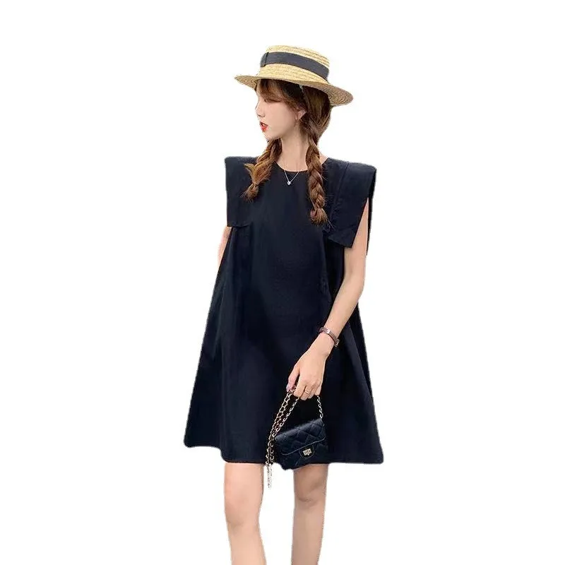 Damen A-Linie Dr Pure Color Svel Summer Faion Casual Sle Lose Taille Polyester Stoff rund Ne Busin Home...