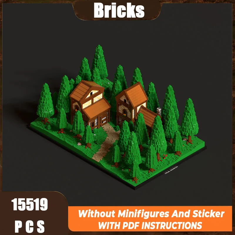 Prachtig nieuw product MOC bouwsteenmodel bosvilla houten huis technologie modulaire kinderspeelgoed DIY-montageset