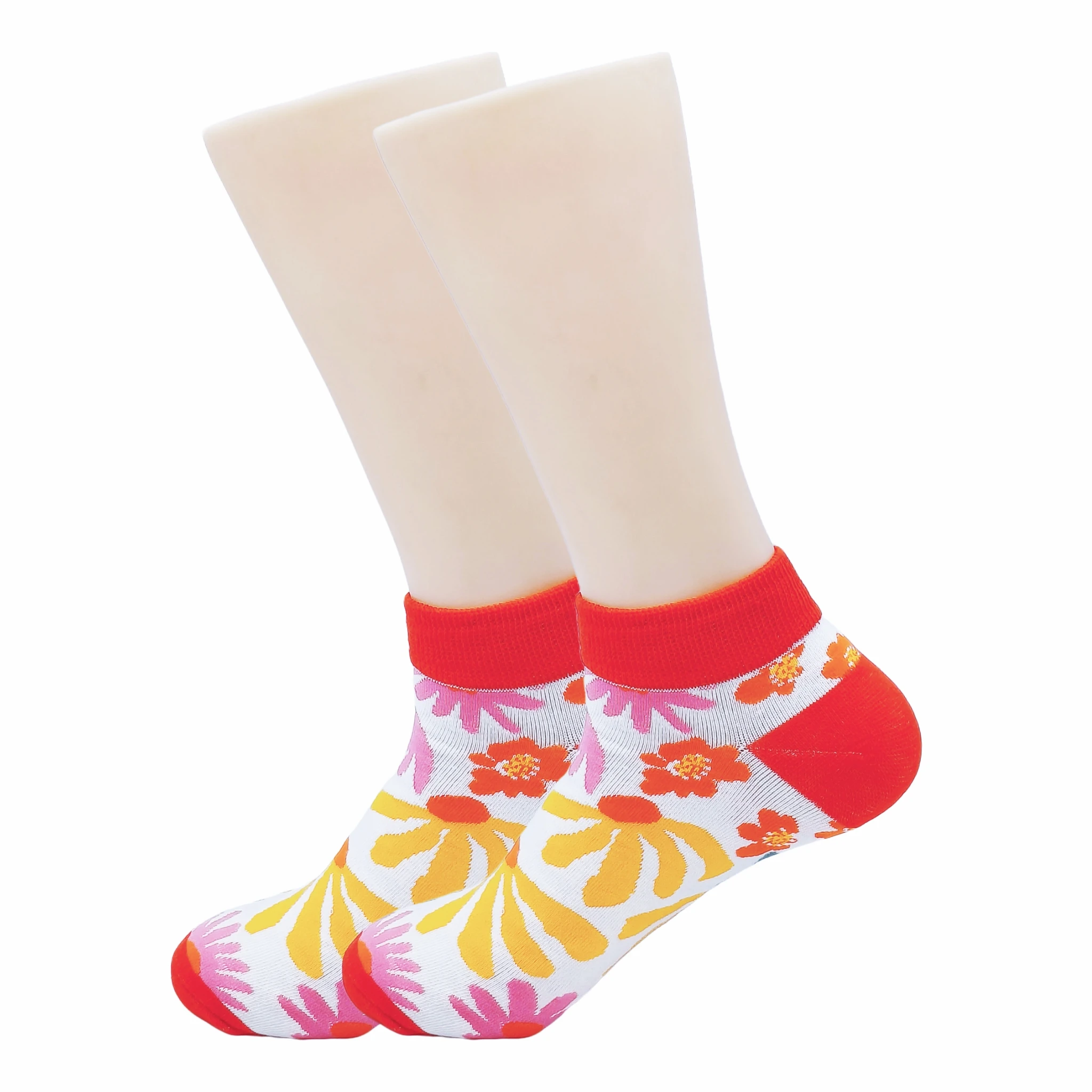 Одна пара носков-лодочек с цветочным принтом