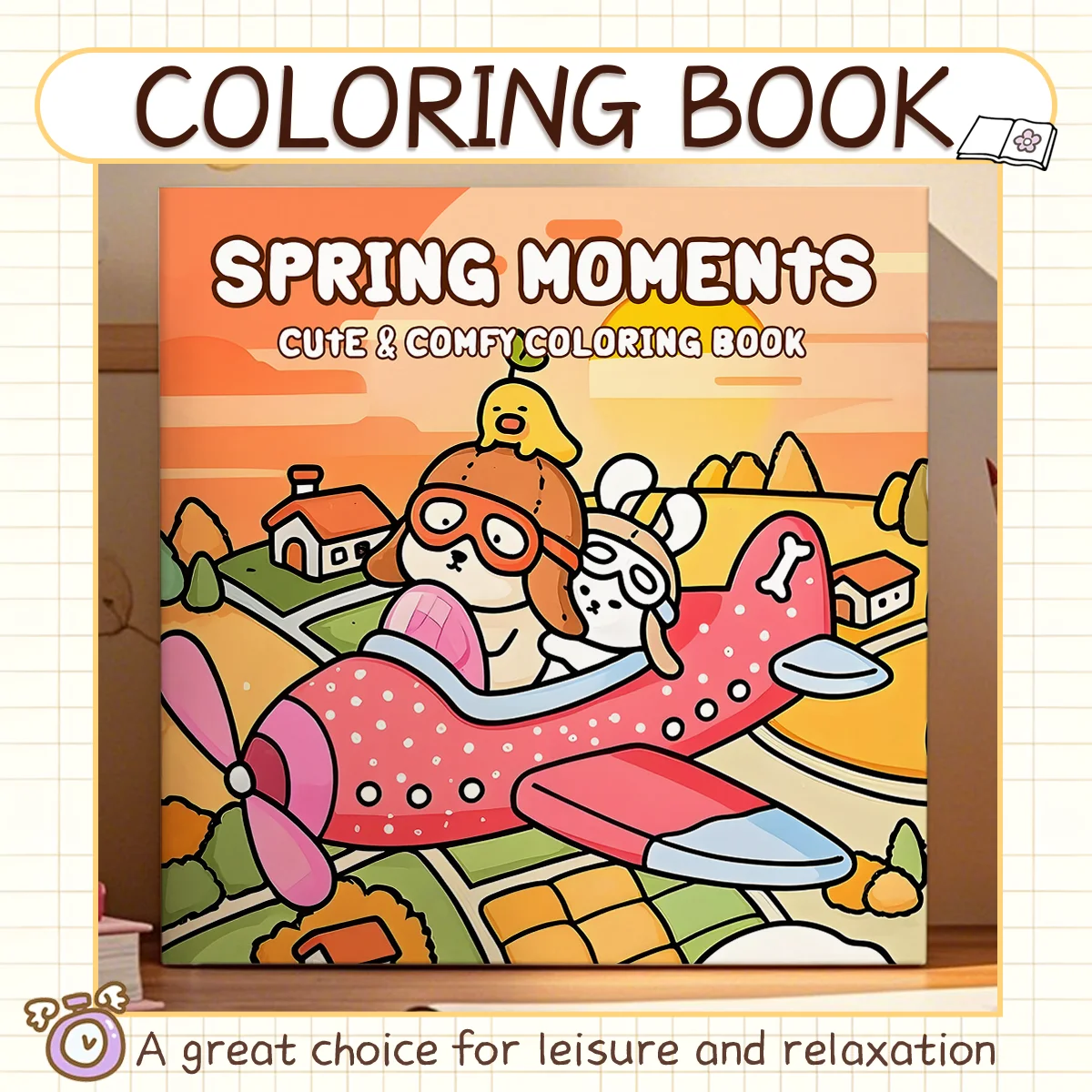 SPRING MOMENTS Coloring Book for Adults Featuring Cartoon Bold-easy Patterns for Relaxation Kids DIY Painting Drawing Books