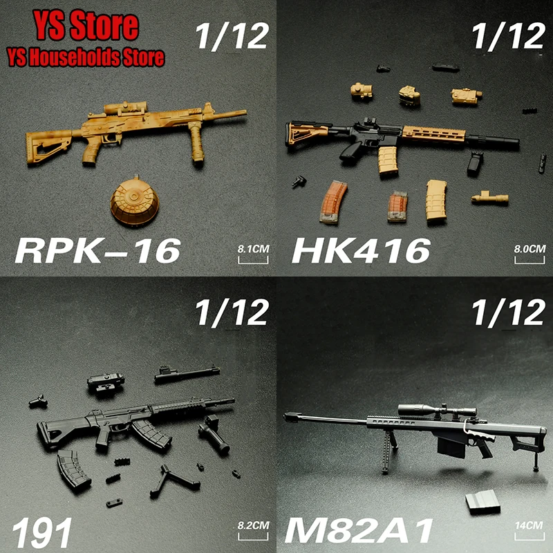 CFTOYS Soldier Scene Accessory 1/12 M82A1 QBZ191 HK416 RPK-16 Non-functional  Model Gun Toys Fit 6