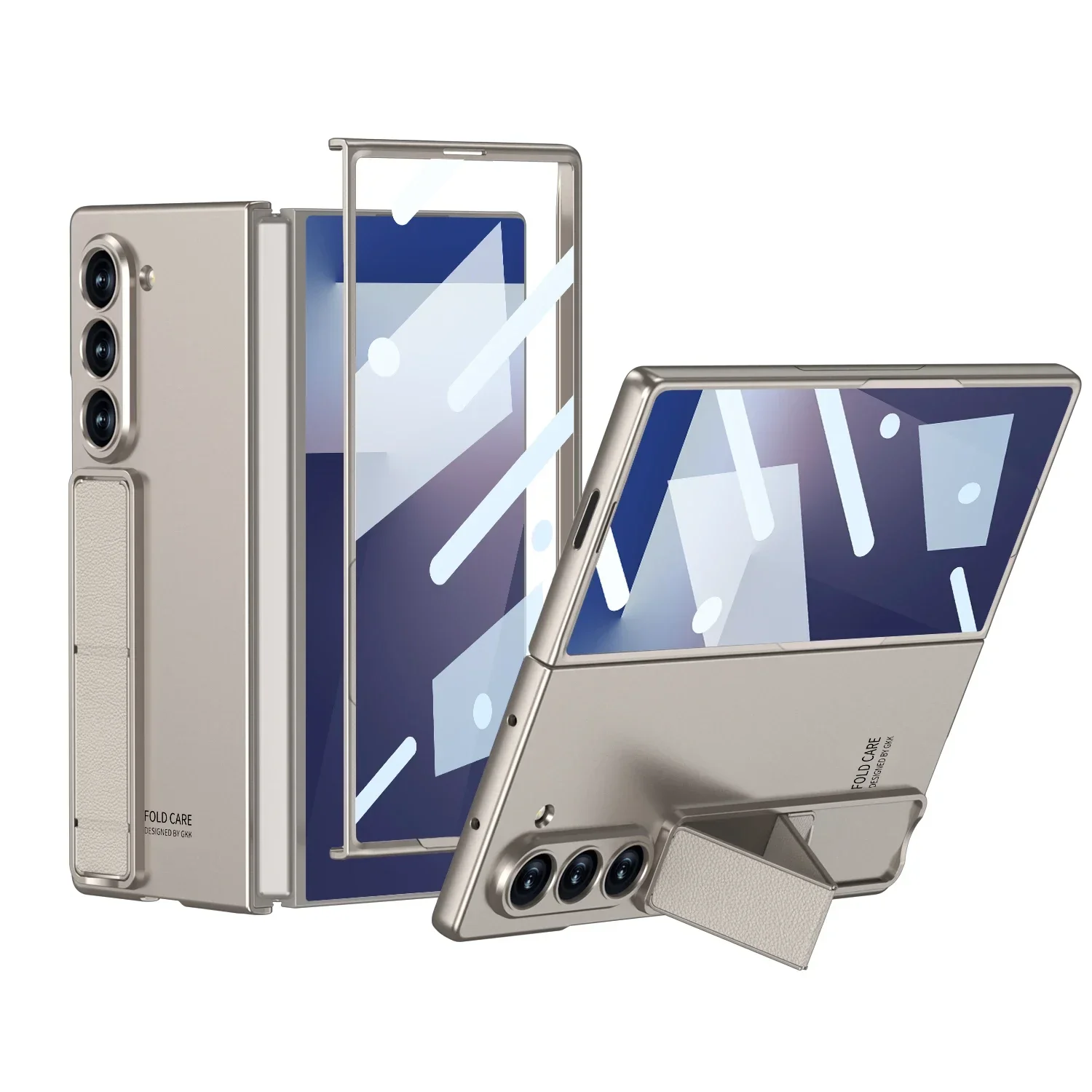 

Phone Case for Samsung Galaxy Z Fold 7 6 Fold7 Fold6 Invisible Bracket with Tempered Film Stand Shockproof Hard Shell Cover