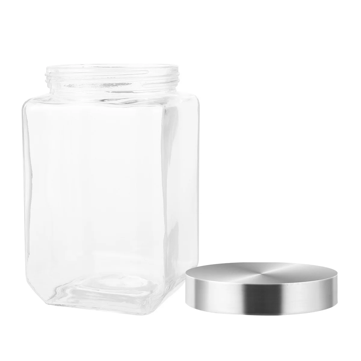 

1Pcs 1500ml Transparent Glass Storage Jar Airtight Sealed Food Container for Kitchen Use with Stainless Steel Lid