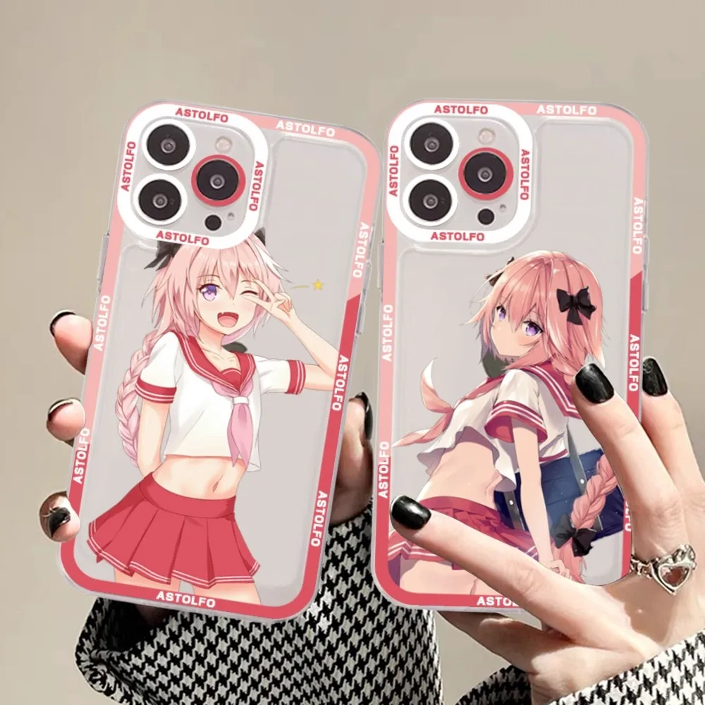 Astolfo Anime Girl Phone Case For iPhone 16 15 13 14 Pro Max XS XR 12 11 Pro 13 Soft Clear Back Cover