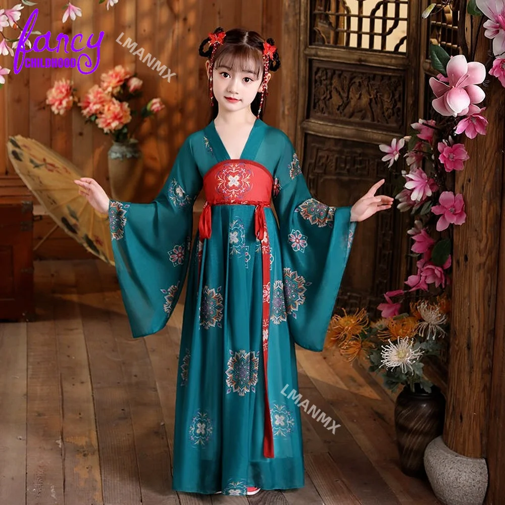 Oude Kinderen Traditionele Jurken Chinese Outfit Meisjes Kostuum Folk Dance Performance Hanfu Jurk Voor Kinderen