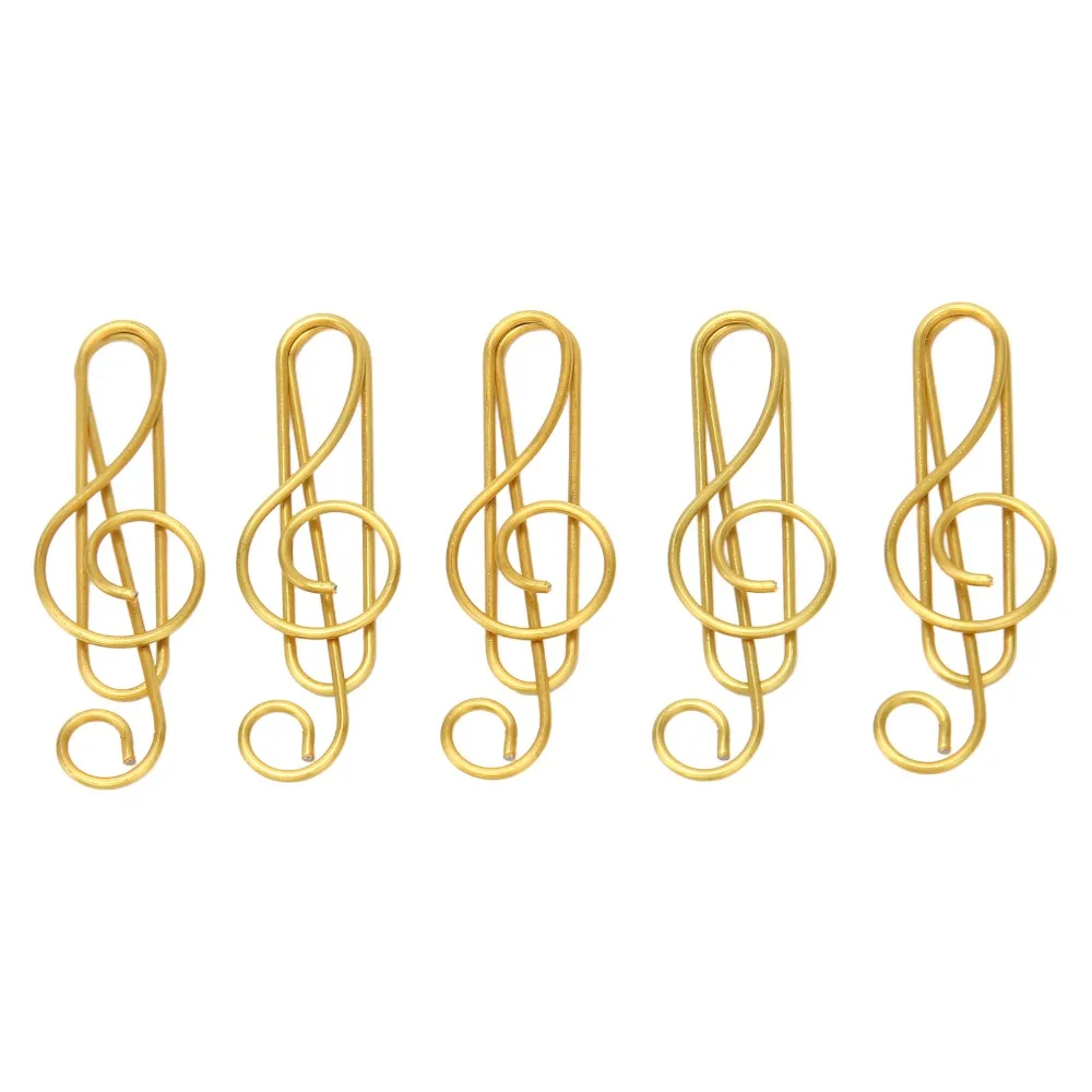 100 Pcs Music Note Shape Fancy Paperclips Anti Slip Gold/ Green Small Paper Clips with Storage Box Decorative Paperclips Office
