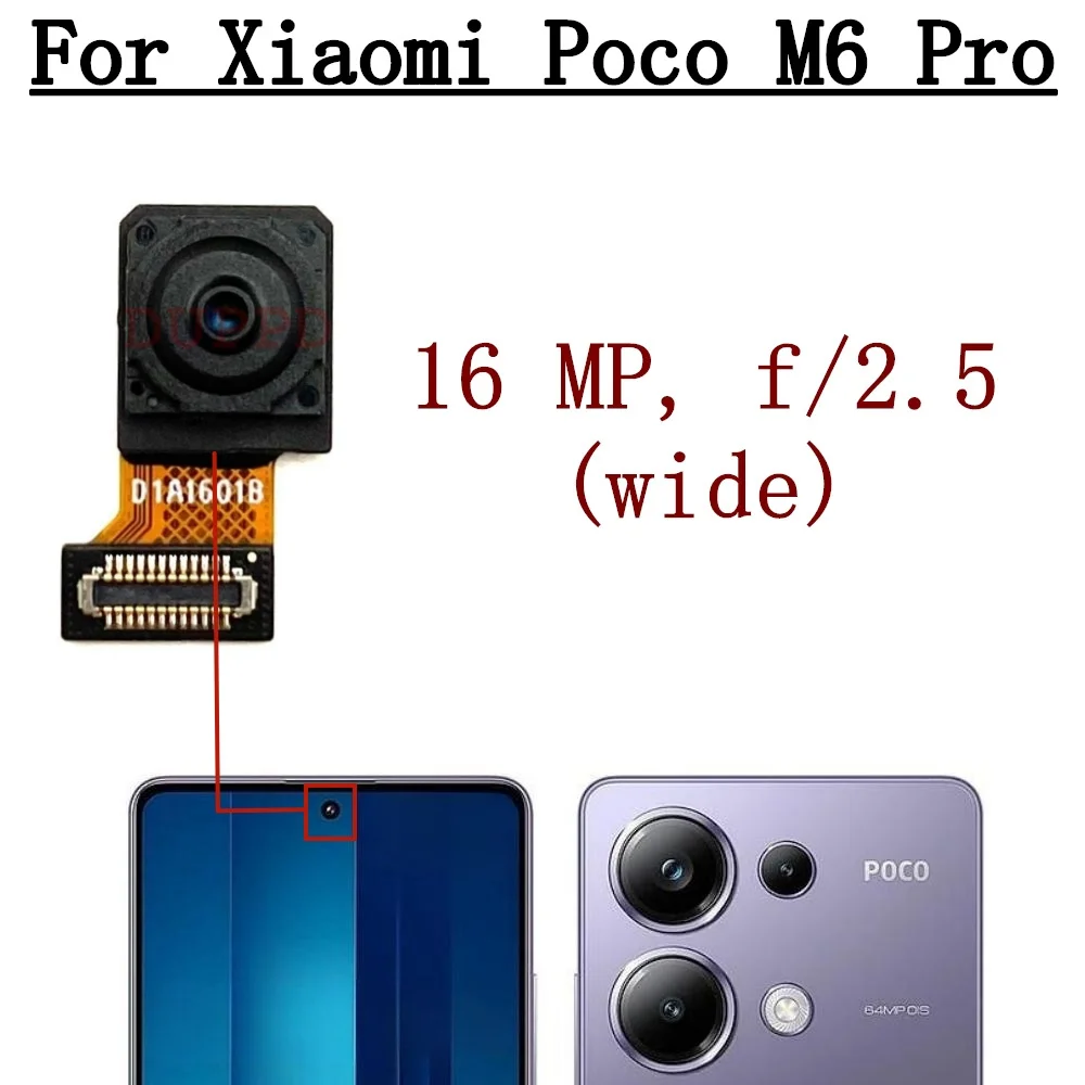 Front Rear Camera For Xiaomi Poco M6 Pro M6Pro Frontal Selfie Facing Macro Wide Back Main Camera Flex Cable Parts