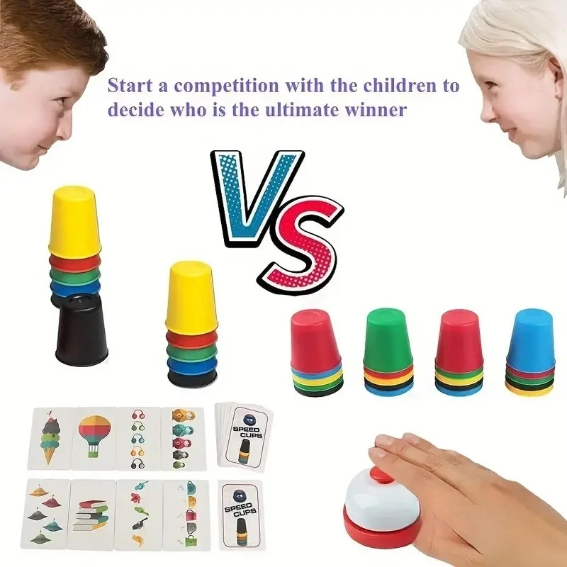 Family Parent Child Gathering Desktop Game Set Race Speed Stacking Cup Puzzle Game Competition Christmas Gift Toys For Kids