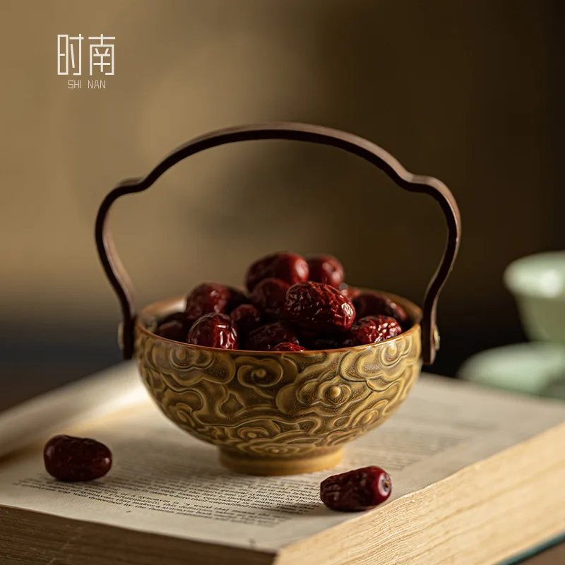 

Chinese Style Ceramic Small Delicate Fruit Plate Bowl, Living Room Tea Table Snack Plate, Light Luxury Ceramic Dried Fruit Plate