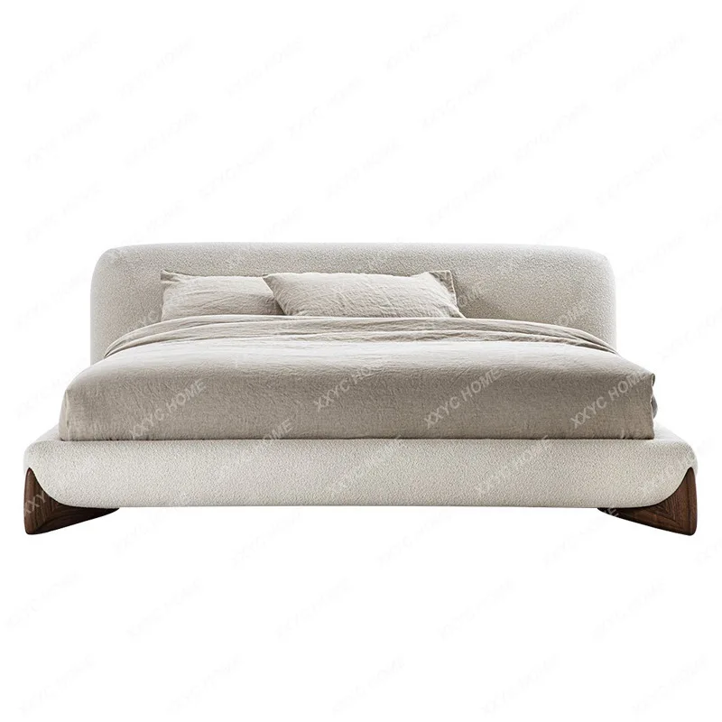 

Кровать в японском стиле ваби-саби, минималистичная, для главной спальни, из овечьей шерсти, современная, минималистичная, из массива дерева.