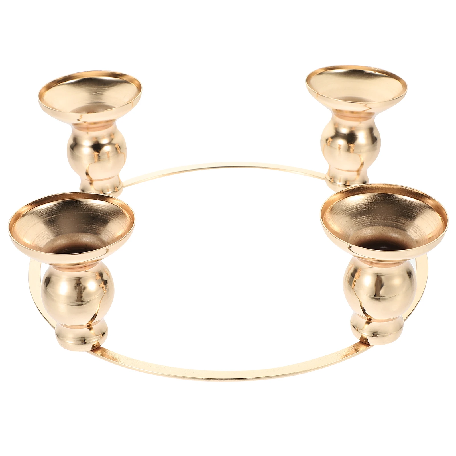 

1pc Ring Decor Iron Advent Holder For Christmas Wreath, Diy Xmas Rings, Taper Pillar Candlestick Table