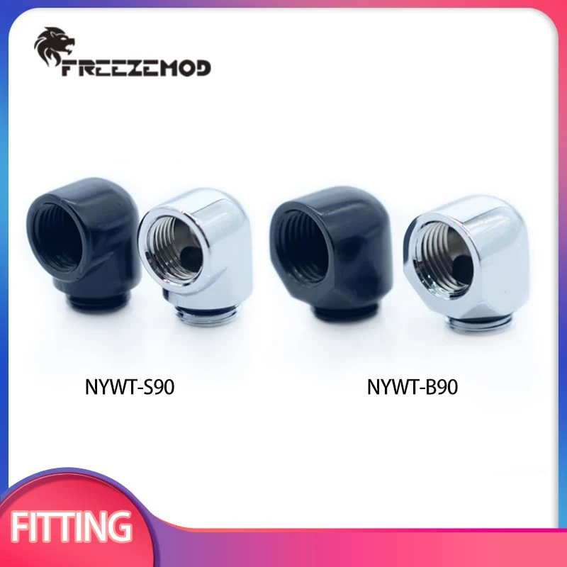 

Freezemod Copper Double Internal G1/4'' Thread 90 Degree Fitting Connector Water Cooling Adaptors Black/silver / NYWT-B90