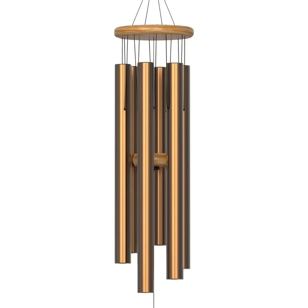 

Большой ветряной колокольчик (35 дюймов) золотистого цвета или глубоких, успокаивающих тонов – декор для сада, ручной настройки, металлический, для релаксации – устойчивый к погодным условиям.