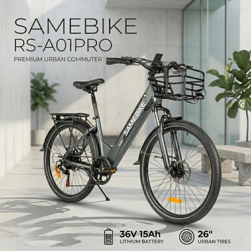 SAMEBIKE RS-A01Pro Elektrofahrrad Bürstenloser Motor 36V15AH Lithium-Akku E-Bike 26 Zoll Reifen Schnee-Elektrofahrrad für Erwachsene