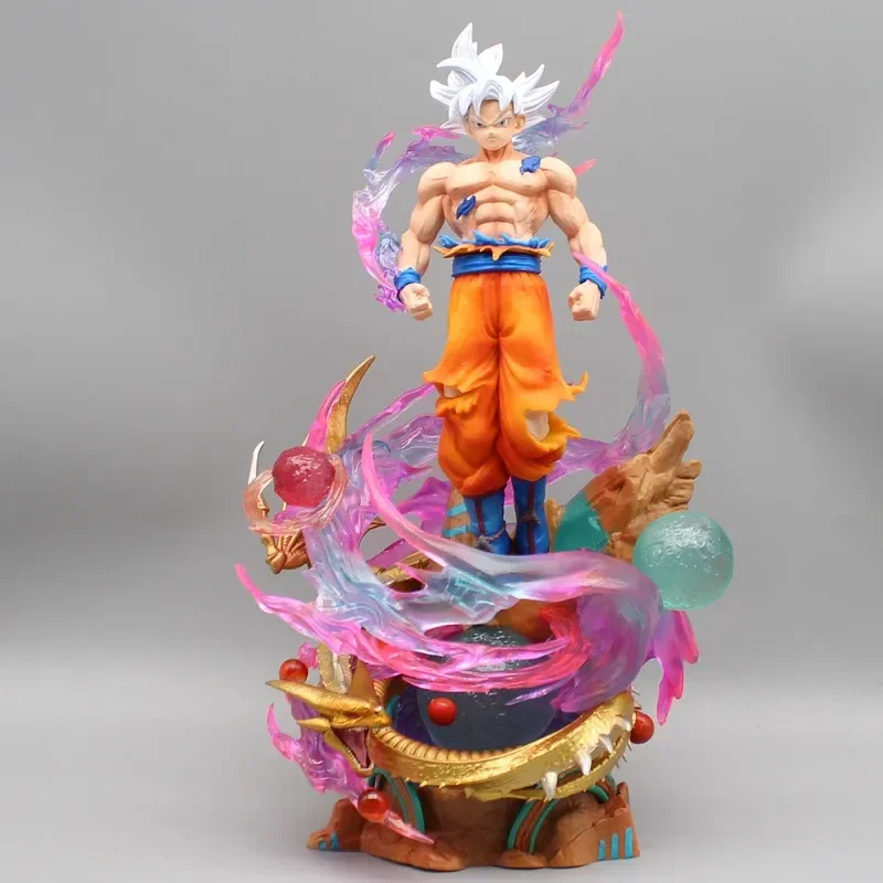 

29cm Gk Son Goku Dragon Ball Anime Figures Dream White Hair Goku Super Saiyan Action Doll Model Statue Collectable Kids Toy Gift