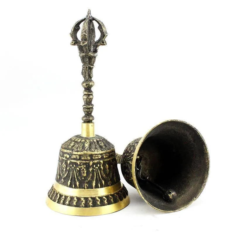 Vintage Copper Christmas Hand Bell Jingle Bell Craft Decoration Alarm Clock Handicraft Bell Wind Chime Restaurant Call Bell Serv