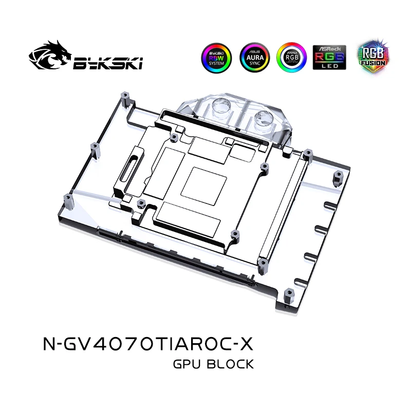 Imagem -02 - Bykski-bloco de Água para Gigabyte N-gv4070tiaroc-x Rtx 4070 Gpu oc Refrigerador com Backplate 5v Argb Sybc