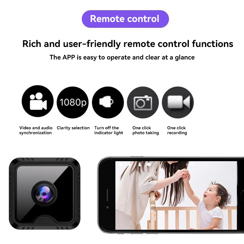 Мини-камера Wi-Fi 1080P голосовой домофон удаленный монитор ночного видения умная камера детский монитор для домашних животных защитная камера 2025
