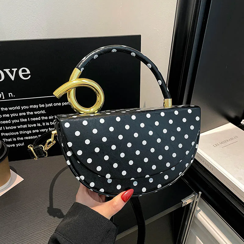 Designer Kleine Satteltasche mit Kurzem Henkel, Handtasche, Modische Polka-Dot Schultertasche, Y2K Trend Damen Party Clutch – Detail 27