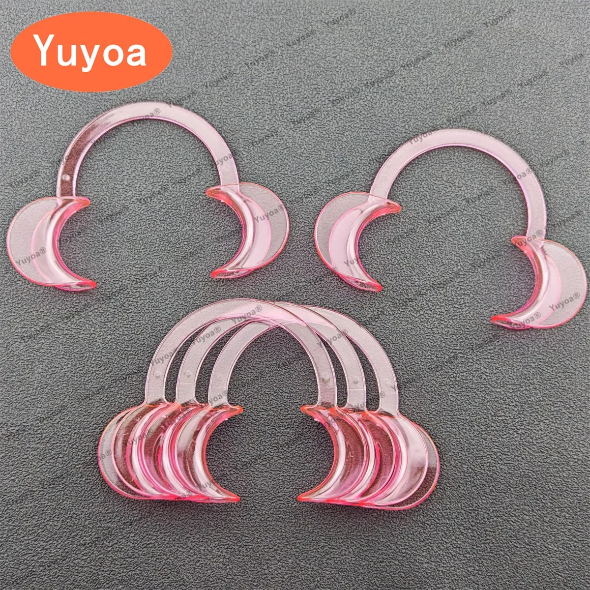 100Pcs C-Shaped Dental Cheek Retractors (M size,Pink ) Mouth Opener Teeth Treatment Mouth Opener for Repairing Dentist Supplies