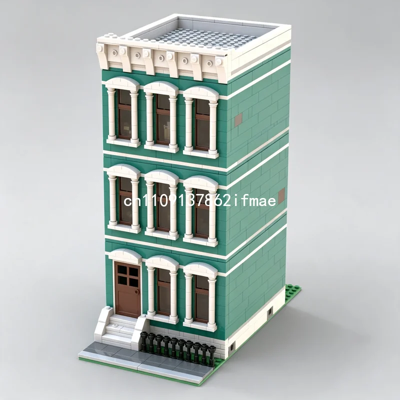 1376PCS Italianate Modular Townhouse MOC Creative Street View Model Custom Building Blocks Architecture DIY Assembly Toy Gifts
