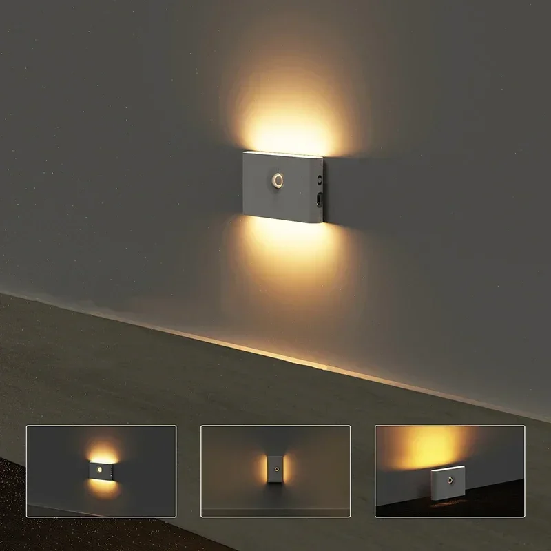 Night Light Motion Sensor Type-C Charging Wireless  Magnetic LED Intelligent Sensor Wall Light for Children Bedroom Corridor