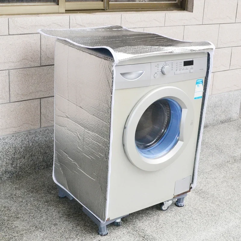 

Washing Machine Cover Tin Foil Double-Layer Waterproof Dustproof Sun Protection Dryer Cover Durable Household Protective Cover