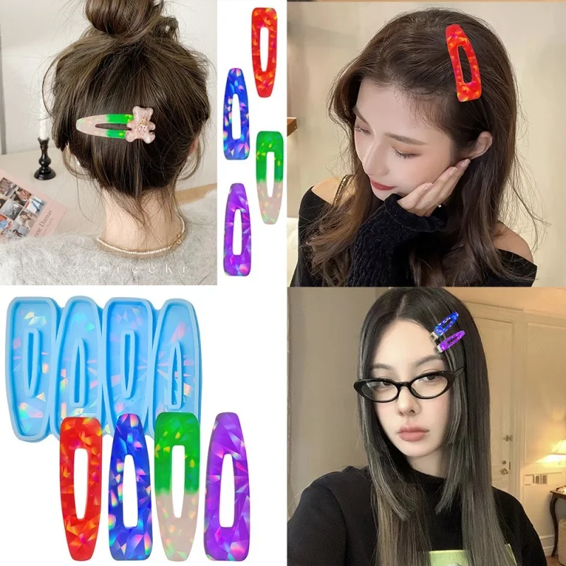 Stampi in silicone per forcina laser olografica Fermaglio per capelli fai-da-te Ornamenti decorativi fatti a mano Ciondolo Stampo in resina epossidica Accessori Artigianato