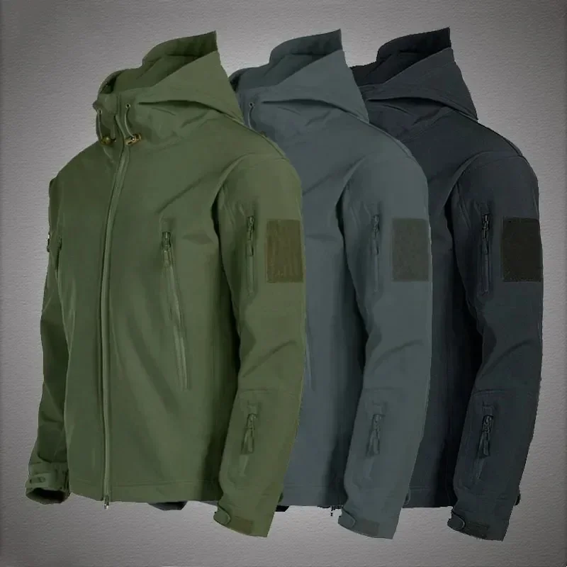 Military Shark Skin Soft Shell Jackets Men Tactical Windproof Waterproof jacket men Army Combat Jackets Mens Hooded Bomber Coats