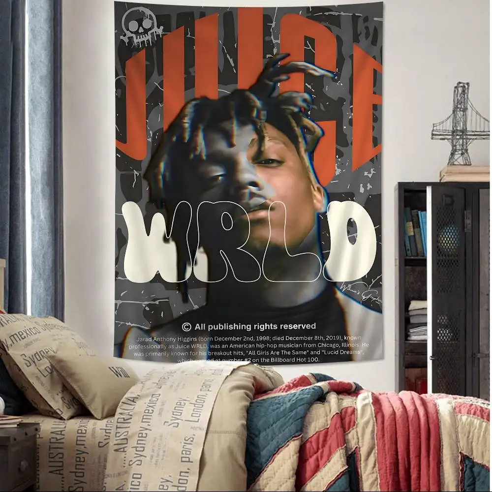 Classic Emo Rapper J-Juice W-Wrld Tapestry Art Printing Japanese Wall Tapestry Anime Wall Hanging Home Decor