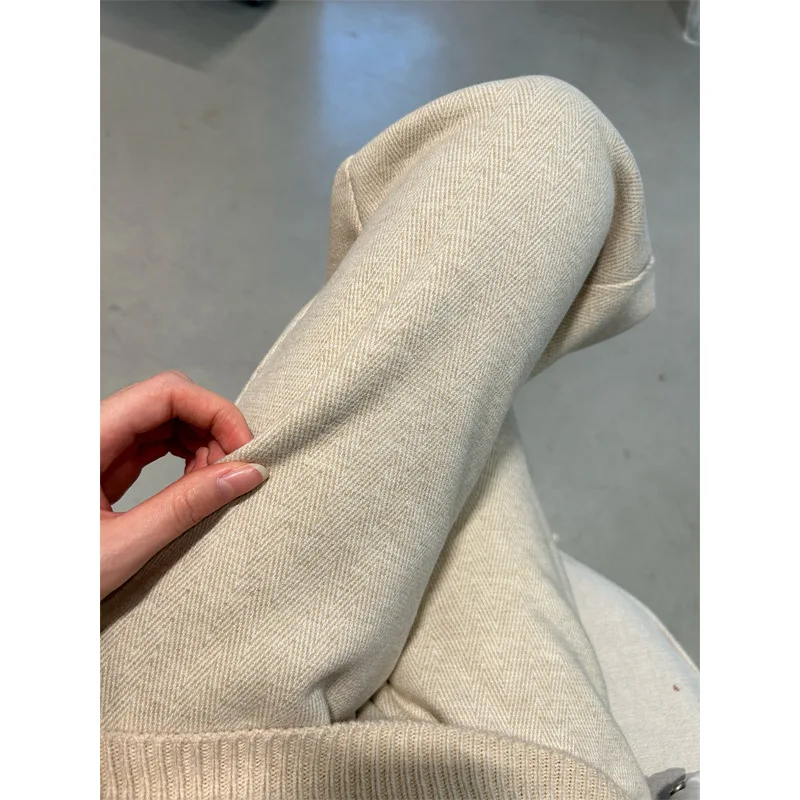 Velvet Acetate Wool Wide Leg Pants for Women in Autumn and Winter Short and Narrow Straight Leg Pants Spring and Autumn Casual