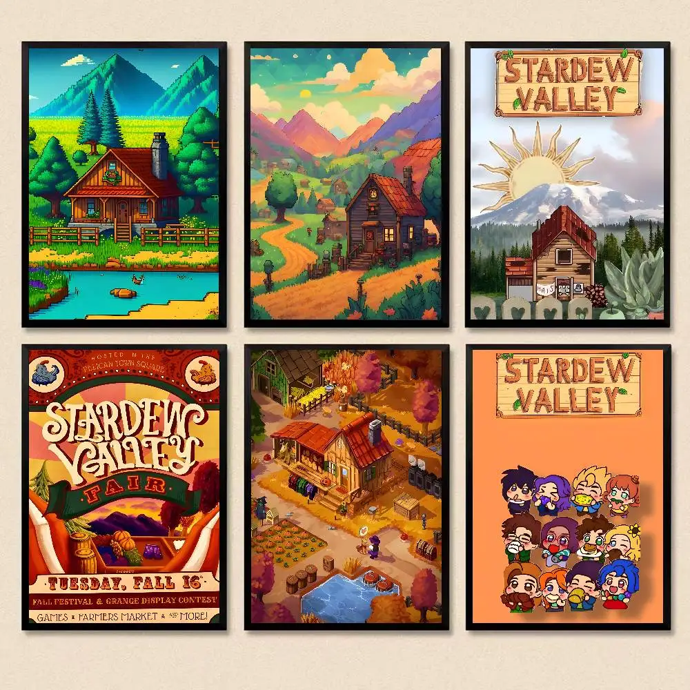 farming simulation game S-Stardew Valley Poster Room Decor Waterproof Sticky For Home Bar Wall Art Decoration