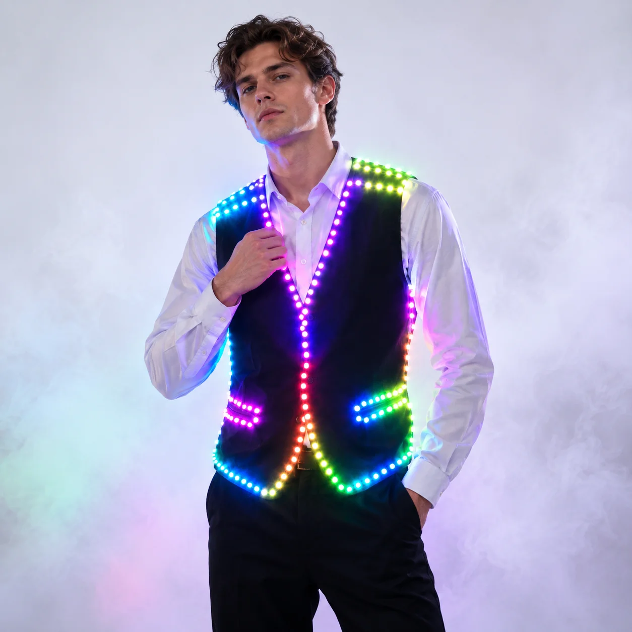 Colorful light-emitting vest led light-up costume suitable for stage performances nightclub dancing costume props